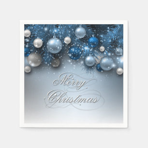 Christmas Holiday Ornaments - Blues Napkins