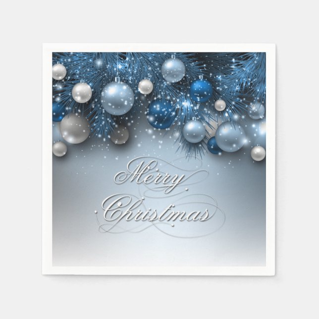 Christmas Holiday Ornaments - Blues Napkins (Front)