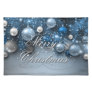 Christmas Holiday Ornaments - Blues Placemat
