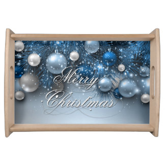 Christmas Holiday Ornaments - Blues Serving Tray