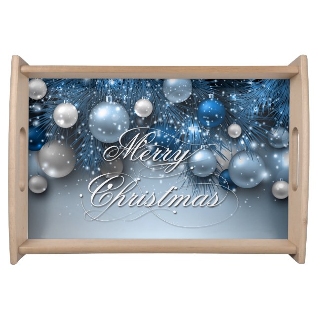 Christmas Holiday Ornaments - Blues Serving Tray (Front)