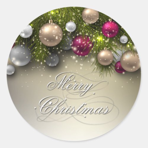 Christmas Holiday Ornaments _ Multi Classic Round Sticker
