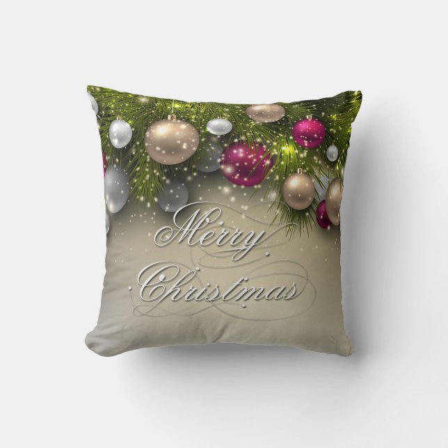 Christmas Holiday Ornaments - Multi Throw Pillow (Front)