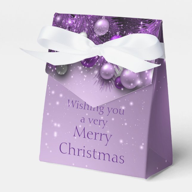 Christmas Holiday Ornaments - Purples Favor Boxes (Front Side)