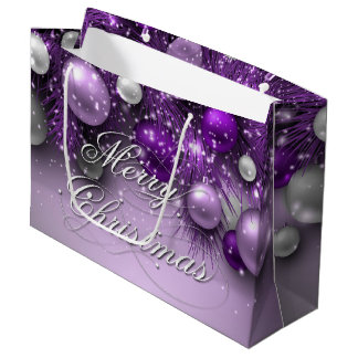 Christmas Holiday Ornaments - Purples Large Gift Bag