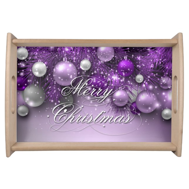 Christmas Holiday Ornaments - Purples Serving Tray (Front)