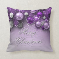 Christmas Holiday Ornaments - Purples Throw Pillow