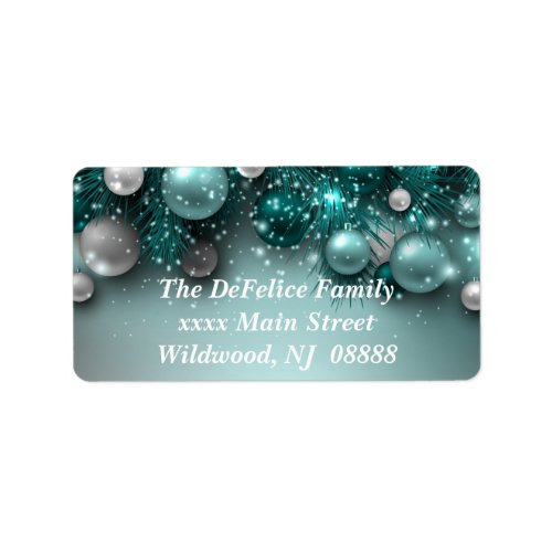 Christmas Holiday Ornaments _ Teal _ Customize Label