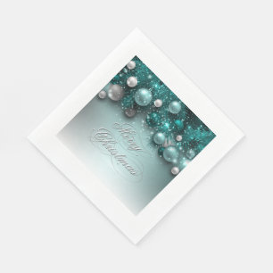 Christmas Holiday Ornaments - Teal Paper Napkins