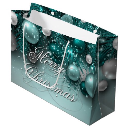 Christmas Holiday Ornaments - Teals Large Gift Bag