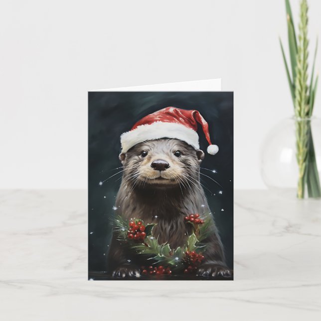 Christmas Holiday Otter Card (Front)