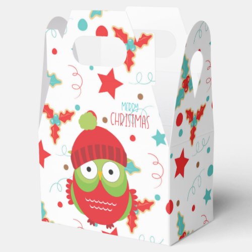 Christmas holiday owl wearing winter beanie cute favor boxes