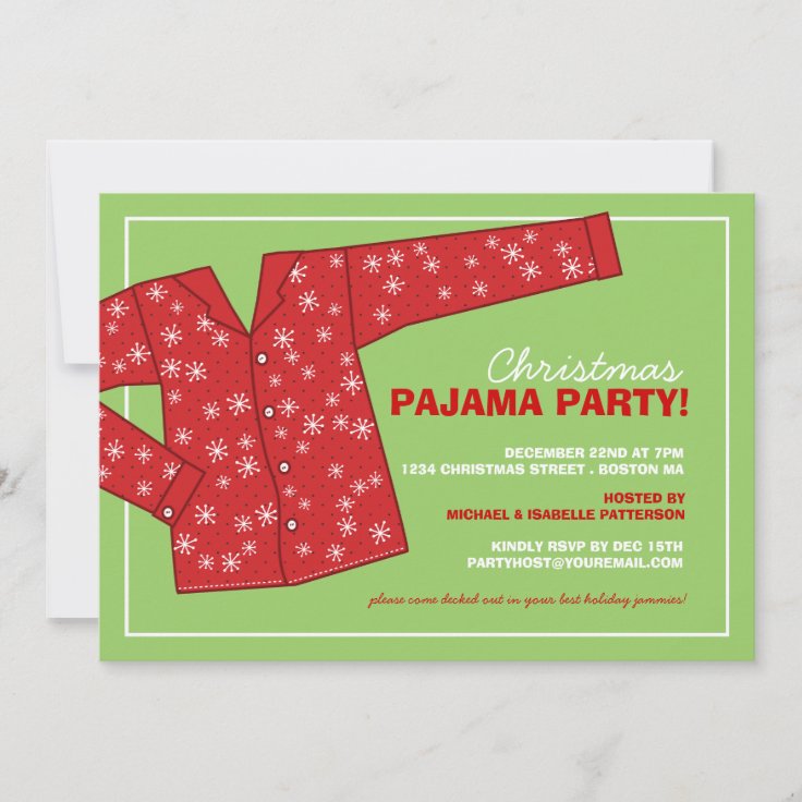 Christmas Holiday Pajama Party Invitation Zazzle