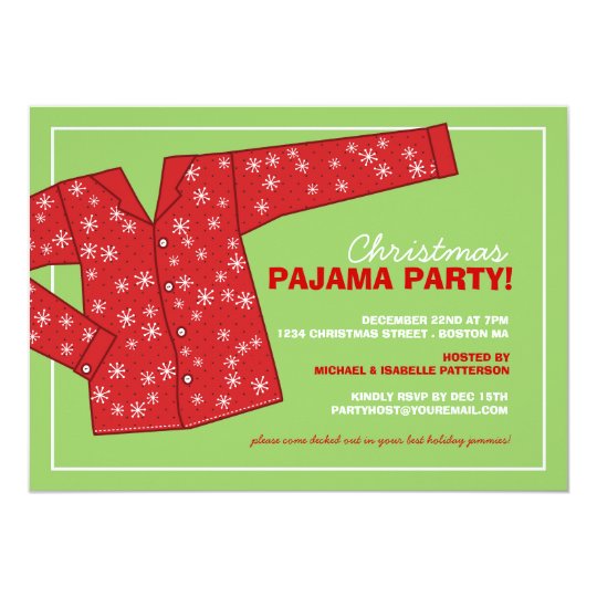 christmas holiday pajama party invitation zazzle com
