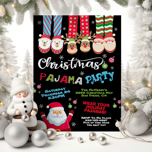 Christmas Holiday Pajama Party Invitation | Zazzle