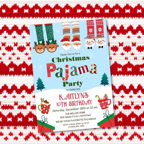 Christmas Holiday Pajama Party Invitation