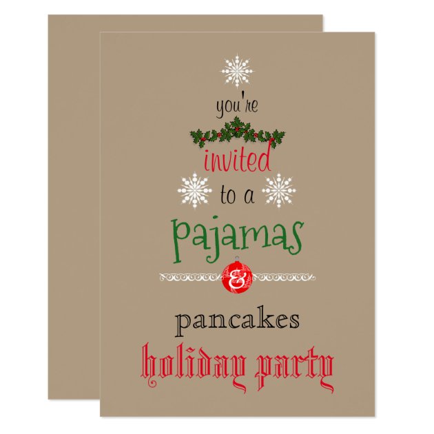 Christmas Holiday Pajamas & Pancakes Family Party Invitation