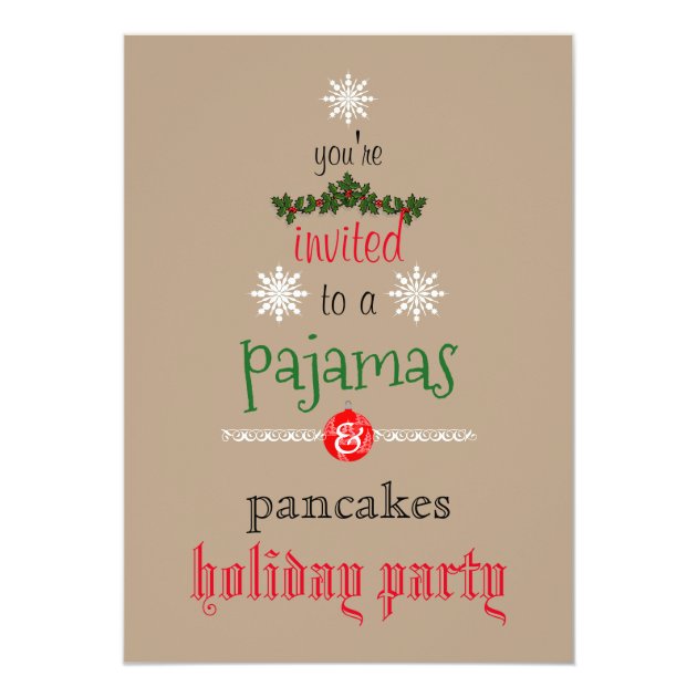 Christmas Holiday Pajamas & Pancakes Family Party Invitation