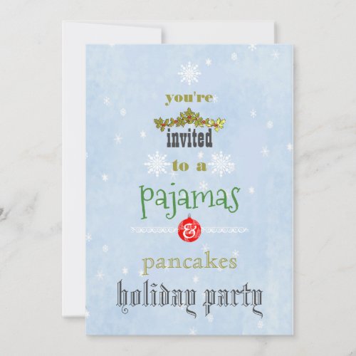 Christmas Holiday Pajamas  Pancakes Family Party  Invitation
