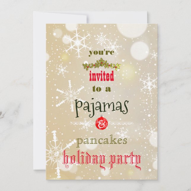 Christmas Holiday Pajamas & Pancakes Family Party Invitation (Front)