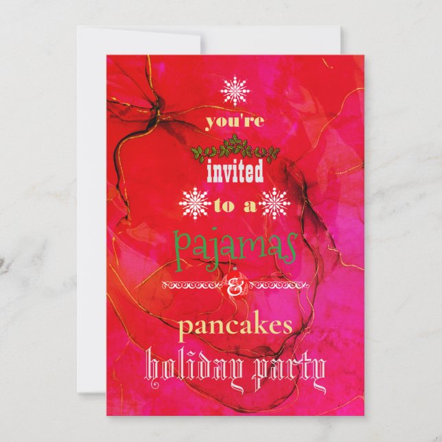 Christmas Holiday Pajamas & Pancakes Family Party Invitation (Front)