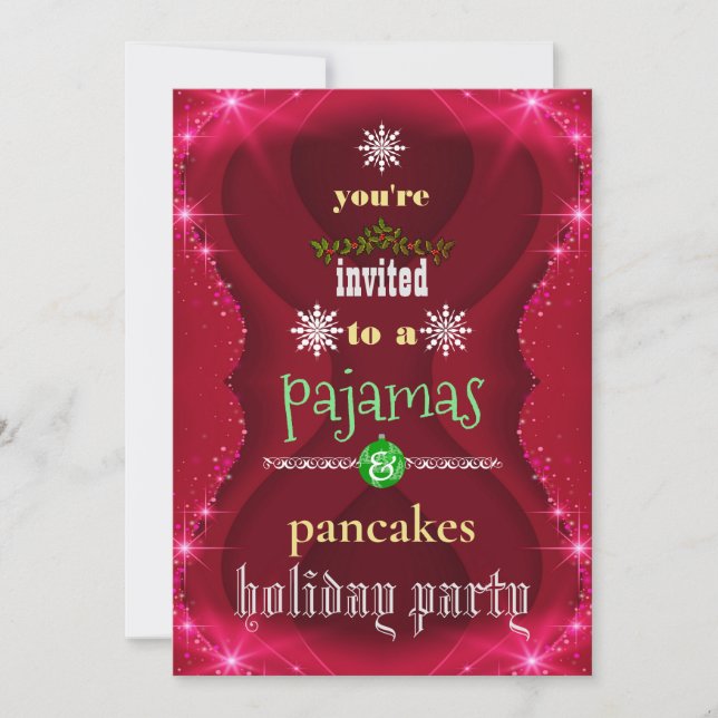 Christmas Holiday Pajamas & Pancakes Family Party Invitation (Front)