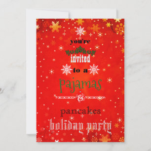 Christmas Holiday Pajamas & Pancakes Family Party Invitation