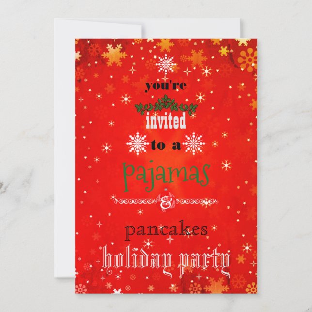 Christmas Holiday Pajamas & Pancakes Family Party Invitation (Front)