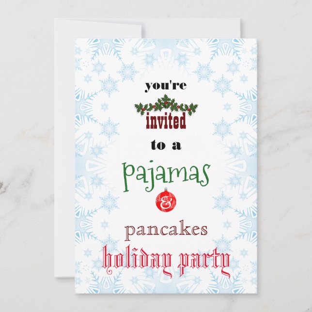Christmas Holiday Pajamas & Pancakes Family Party Invitation (Front)