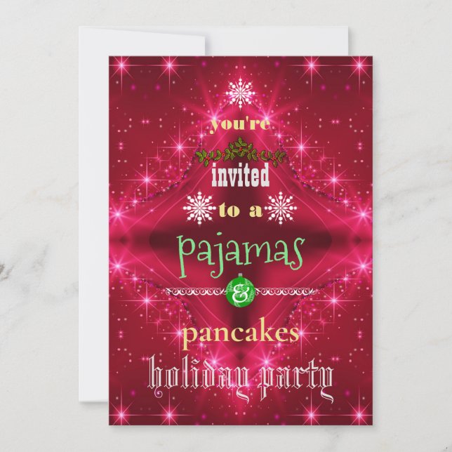 Christmas Holiday Pajamas & Pancakes Family Party Invitation (Front)
