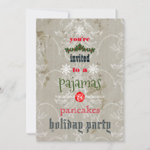 Christmas Holiday Pajamas & Pancakes Family Party Invitation