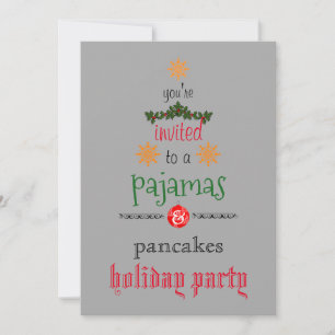 Christmas Holiday Pajamas & Pancakes Family Party Invitation