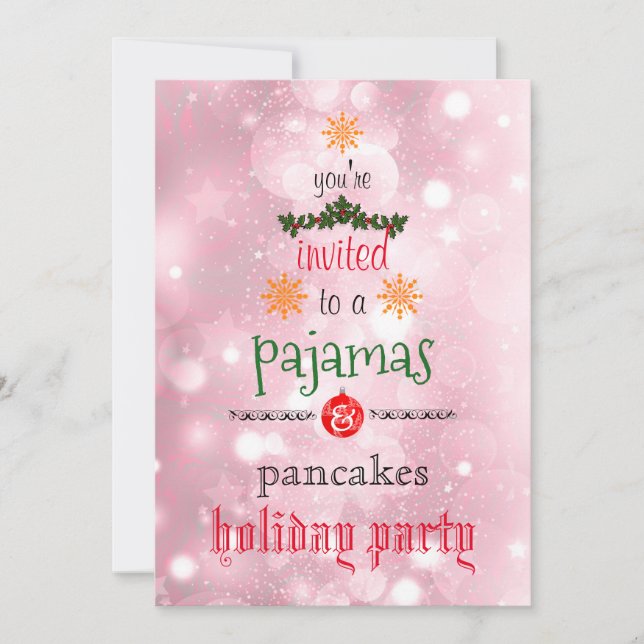 Christmas Holiday Pajamas & Pancakes Family Party Invitation (Front)