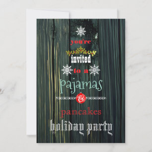 Christmas Holiday Pajamas & Pancakes Family Party Invitation