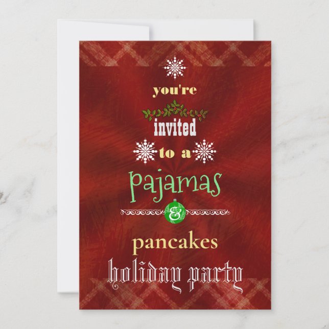 Christmas Holiday Pajamas & Pancakes Family Party Invitation (Front)