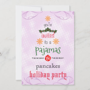 Christmas Holiday Pajamas & Pancakes Family Party Invitation
