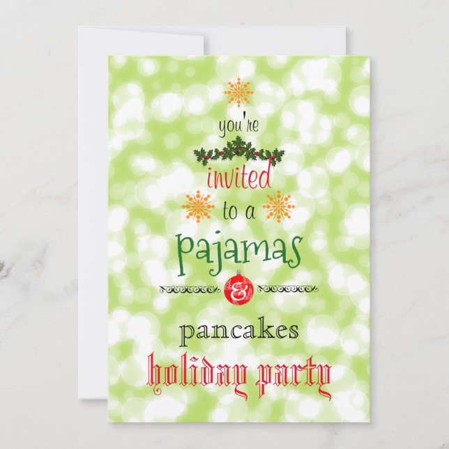 Christmas Holiday Pajamas & Pancakes Family Party Invitation (Front)