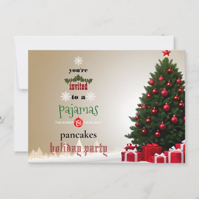 Christmas Holiday Pajamas & Pancakes Family Party Invitation (Front)