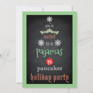 Christmas Holiday Pajamas & Pancakes Family Party Invitation