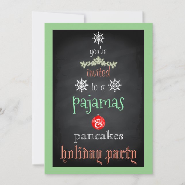 Christmas Holiday Pajamas & Pancakes Family Party Invitation (Front)