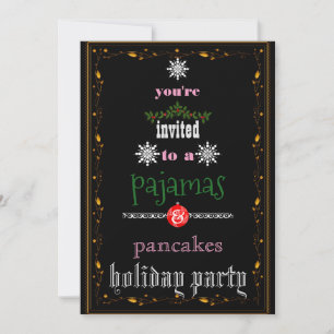 Christmas Holiday Pajamas & Pancakes Family Party Invitation