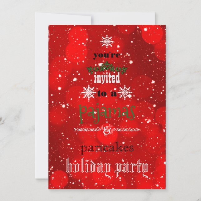 Christmas Holiday Pajamas & Pancakes Family Party Invitation (Front)