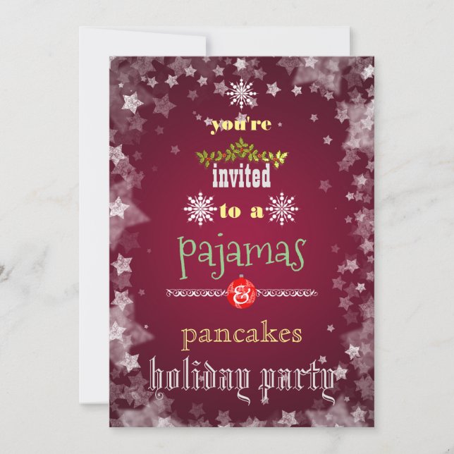 Christmas Holiday Pajamas & Pancakes Family Party Invitation (Front)