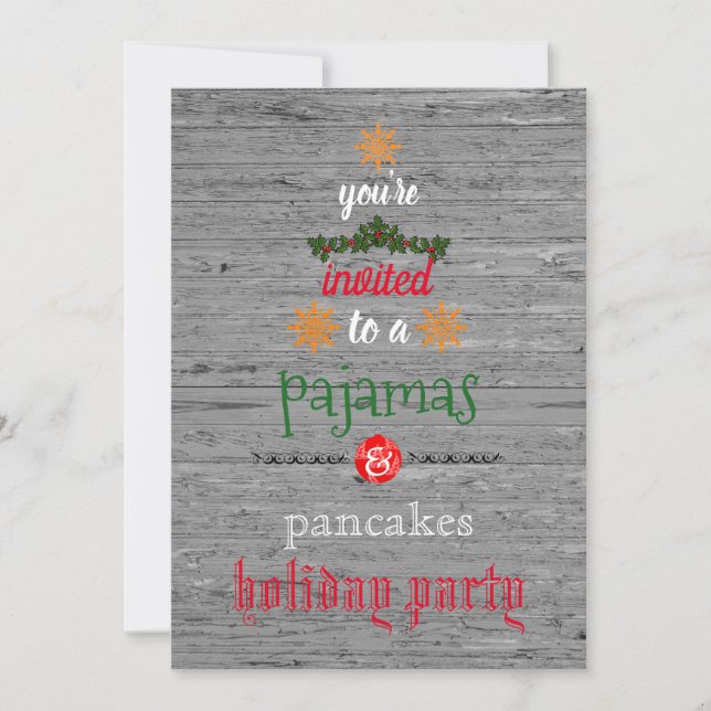 Christmas Holiday Pajamas & Pancakes Family Party Invitation (Front)