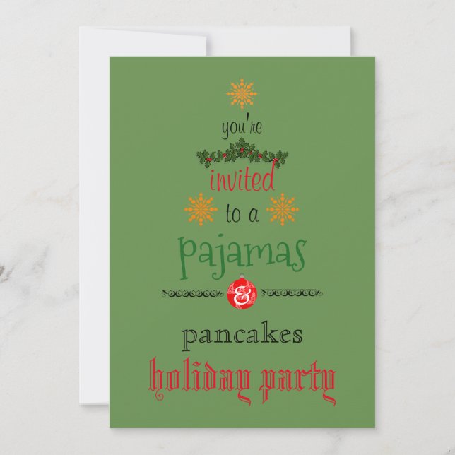 Christmas Holiday Pajamas & Pancakes Family Party Invitation (Front)