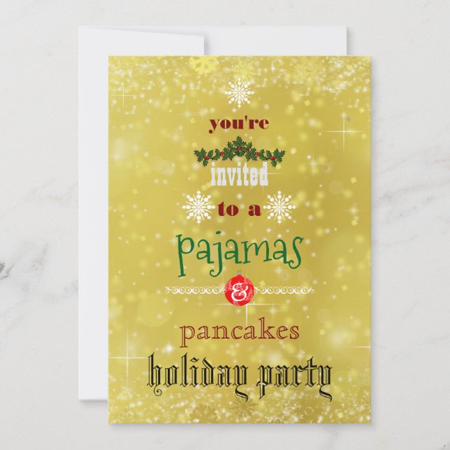 Christmas Holiday Pajamas & Pancakes Family Party Invitation (Front)