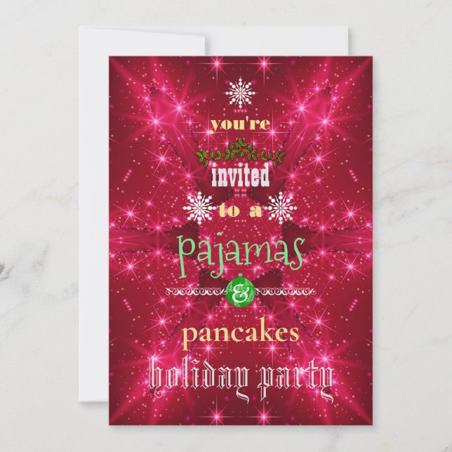Christmas Holiday Pajamas & Pancakes Family Party Invitation (Front)