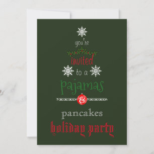 Christmas Holiday Pajamas & Pancakes Family Party Invitation