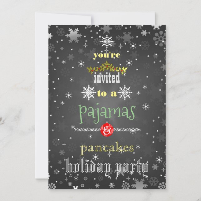 Christmas Holiday Pajamas & Pancakes Family Party Invitation (Front)