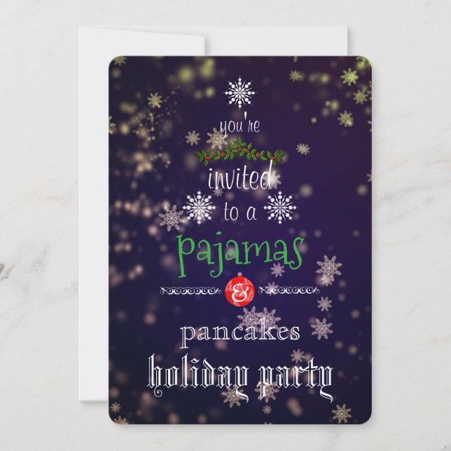 Christmas Holiday Pajamas & Pancakes Family Party Invitation (Front)